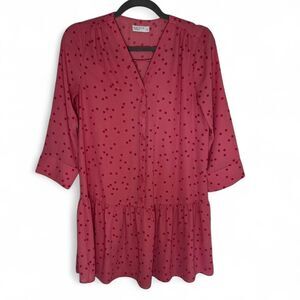 Papaya Women's Pink Polka Dot Babydoll Dress. Preppy. Coastal.